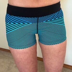 Lorna Jane Solstice Short in Black & Blue Women's Striped Shorts Tight
